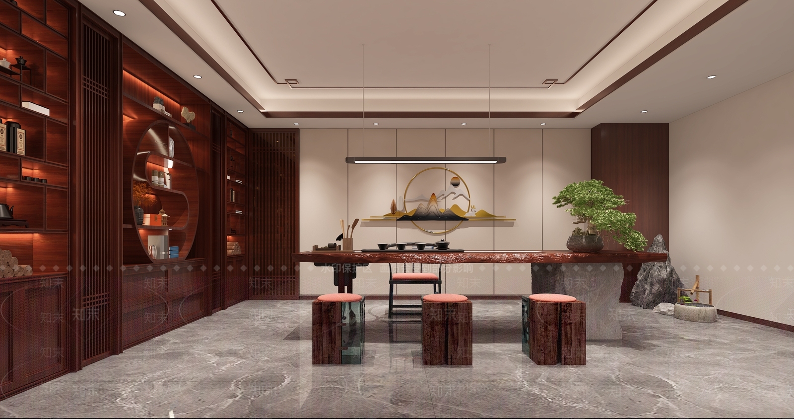 中式新中式茶水间3D模型下载【ID:1171211105】