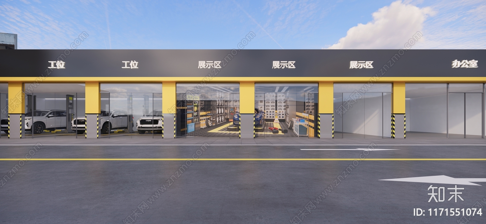 现代汽车4S店SU模型下载【ID:1171551074】