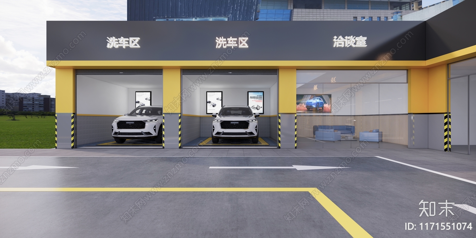 现代汽车4S店SU模型下载【ID:1171551074】