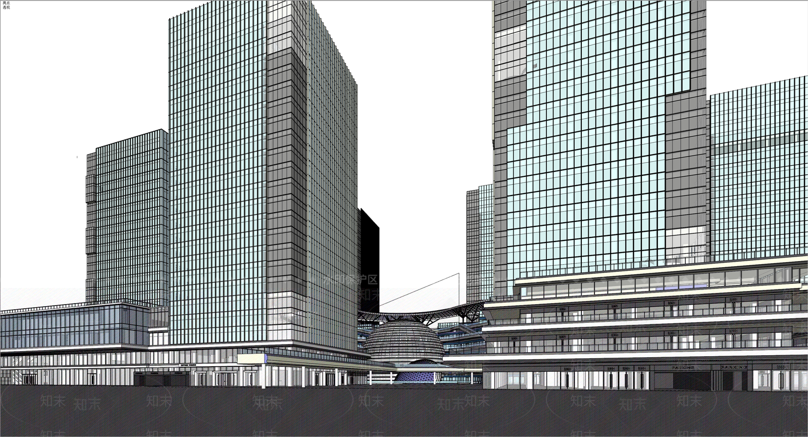 现代简约商场建筑SU模型下载【ID:1171237445】