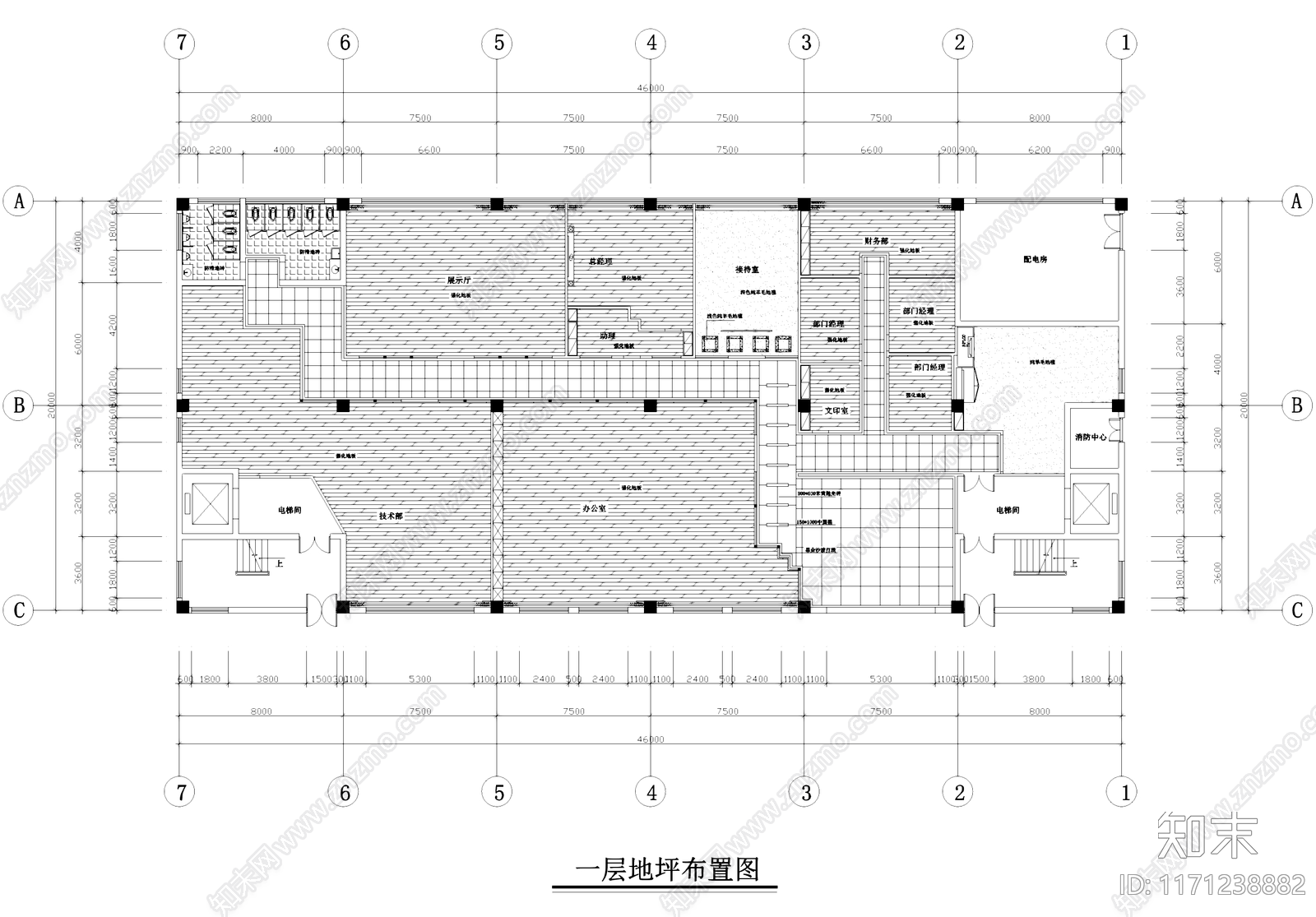 现代办公室cad施工图下载【ID:1171238882】