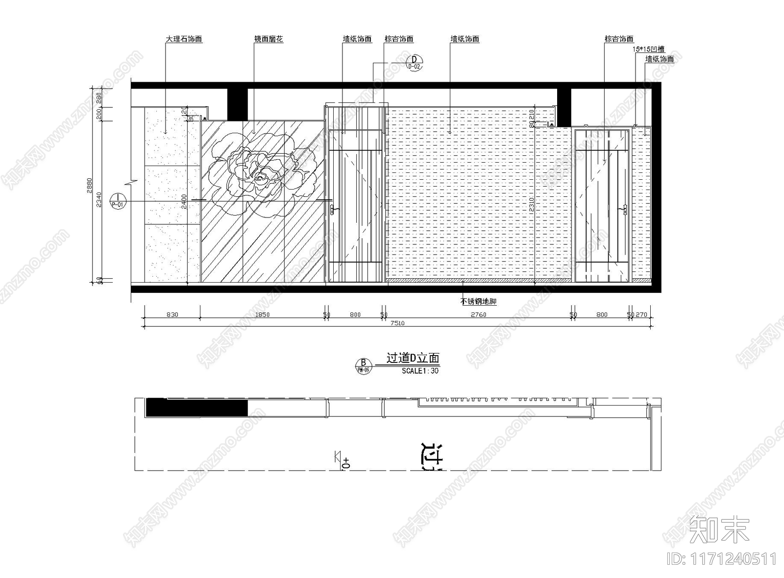 整体家装空间cad施工图下载【ID:1171240511】