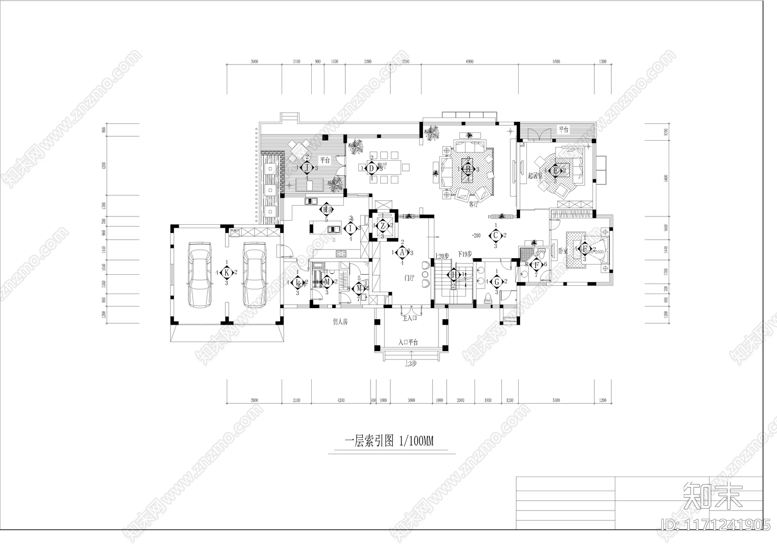 整体家装空间cad施工图下载【ID:1171241905】