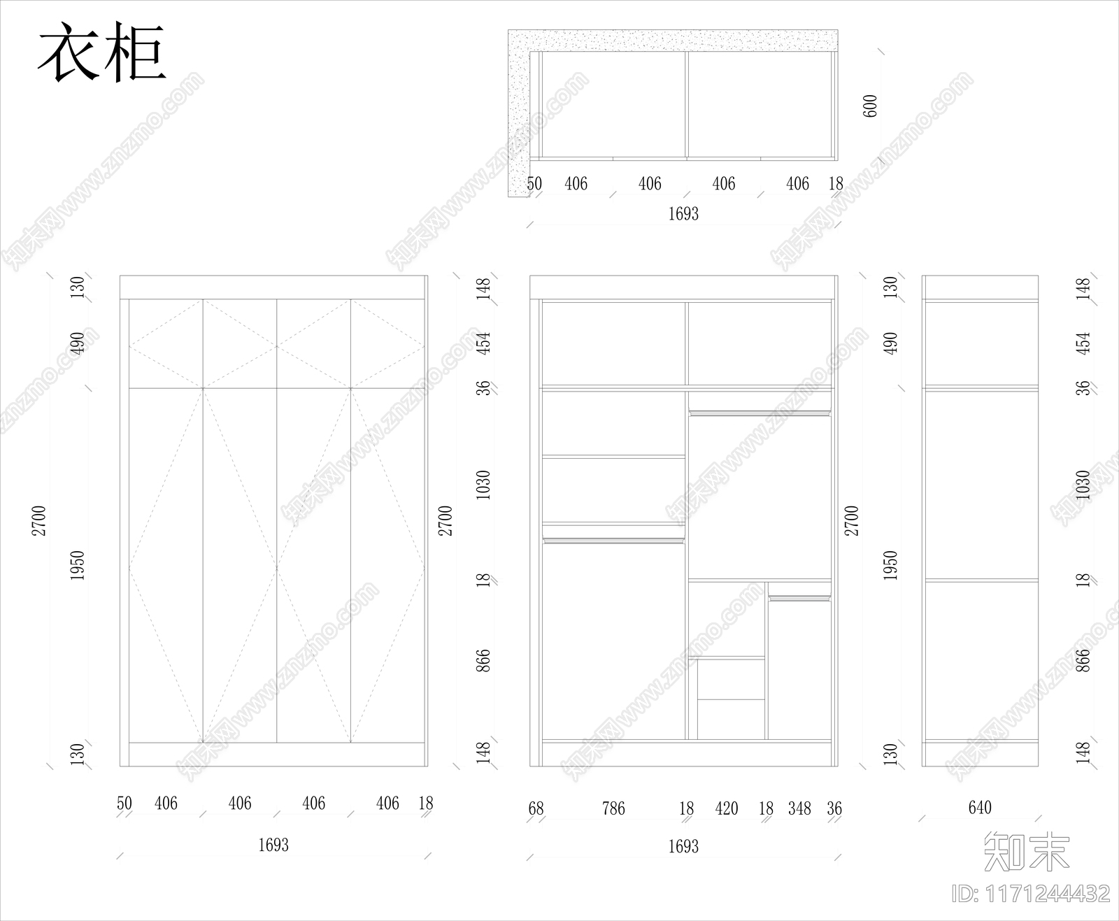 现代柜子cad施工图下载【ID:1171244432】