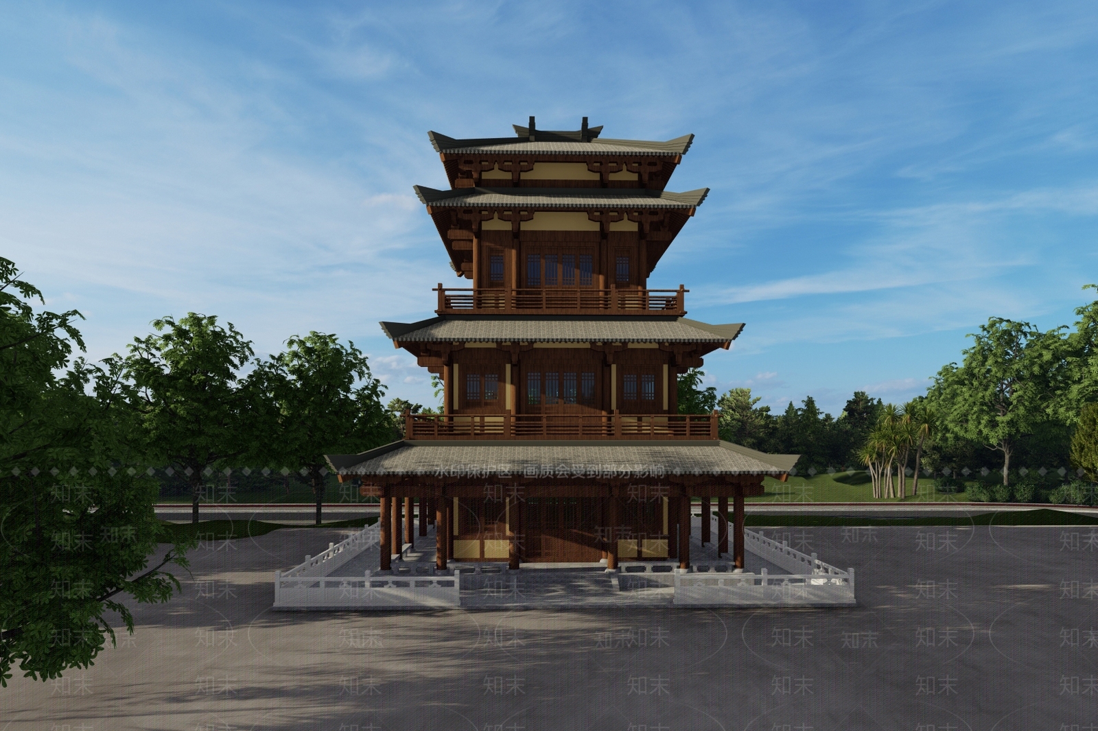 中式古建筑SU模型下载【ID:1171245191】