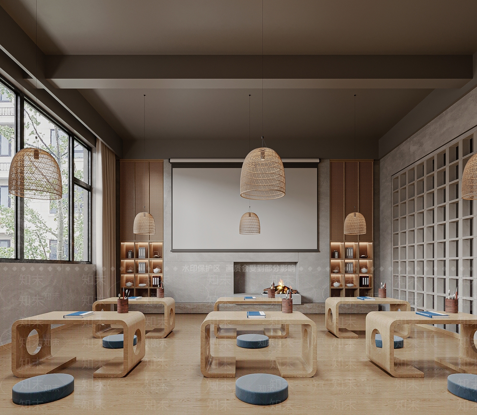 新中式教室SU模型下载【ID:1171248805】