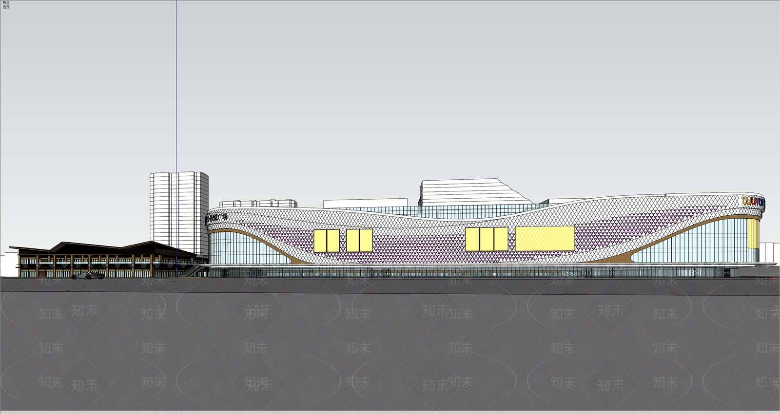 现代新中式商场建筑SU模型下载【ID:1171252193】
