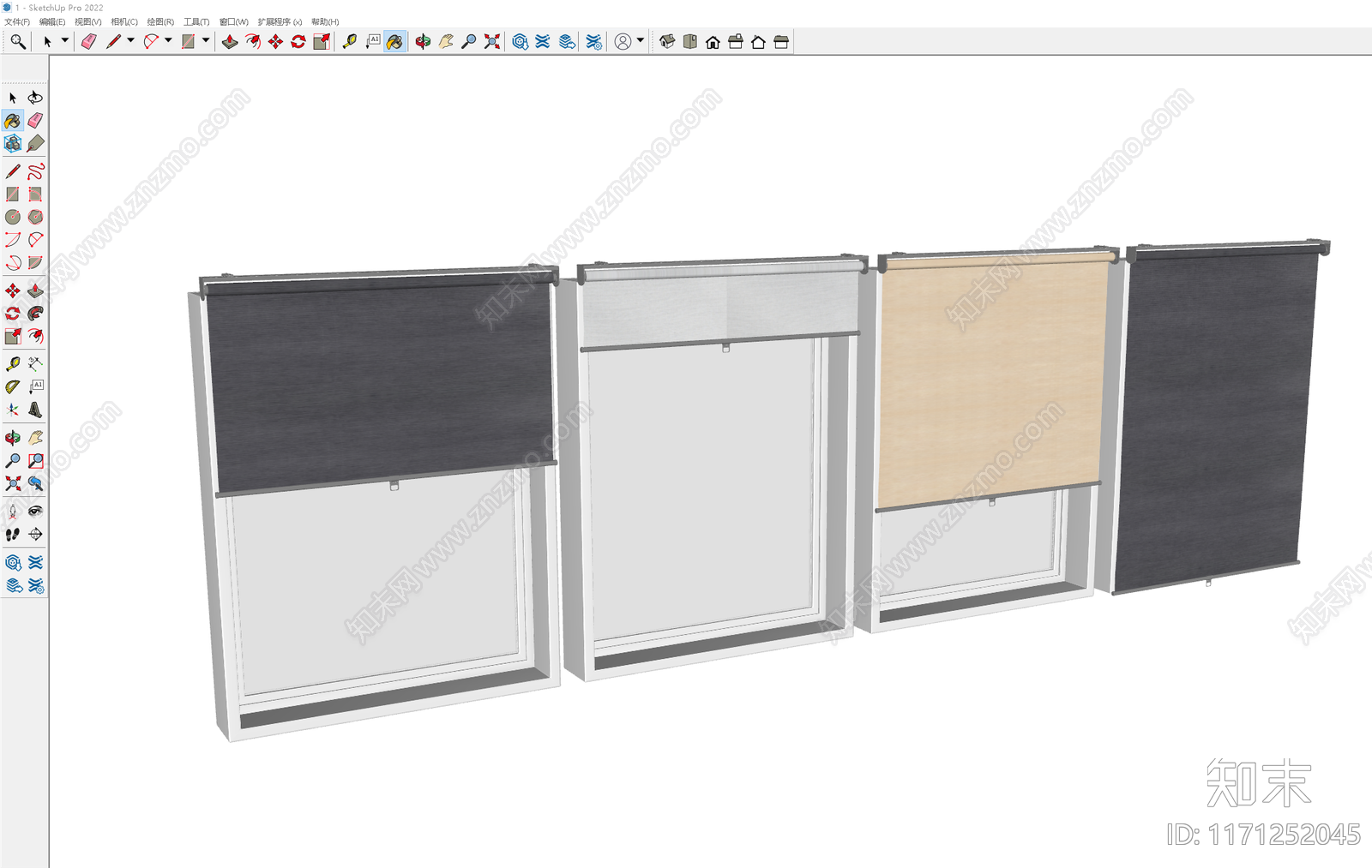 现代极简窗帘SU模型下载【ID:1171252045】