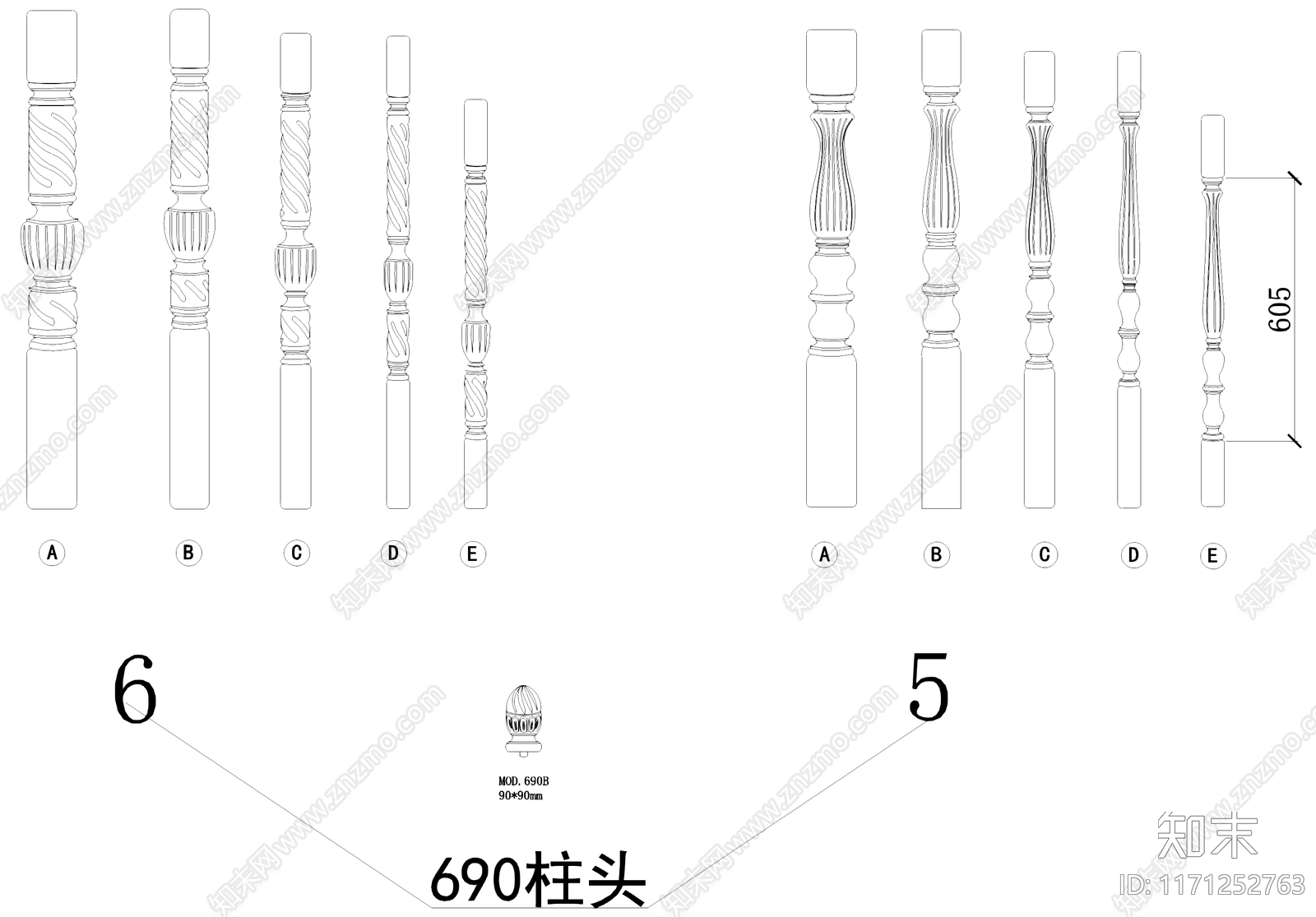 现代欧式栏杆施工图下载【ID:1171252763】