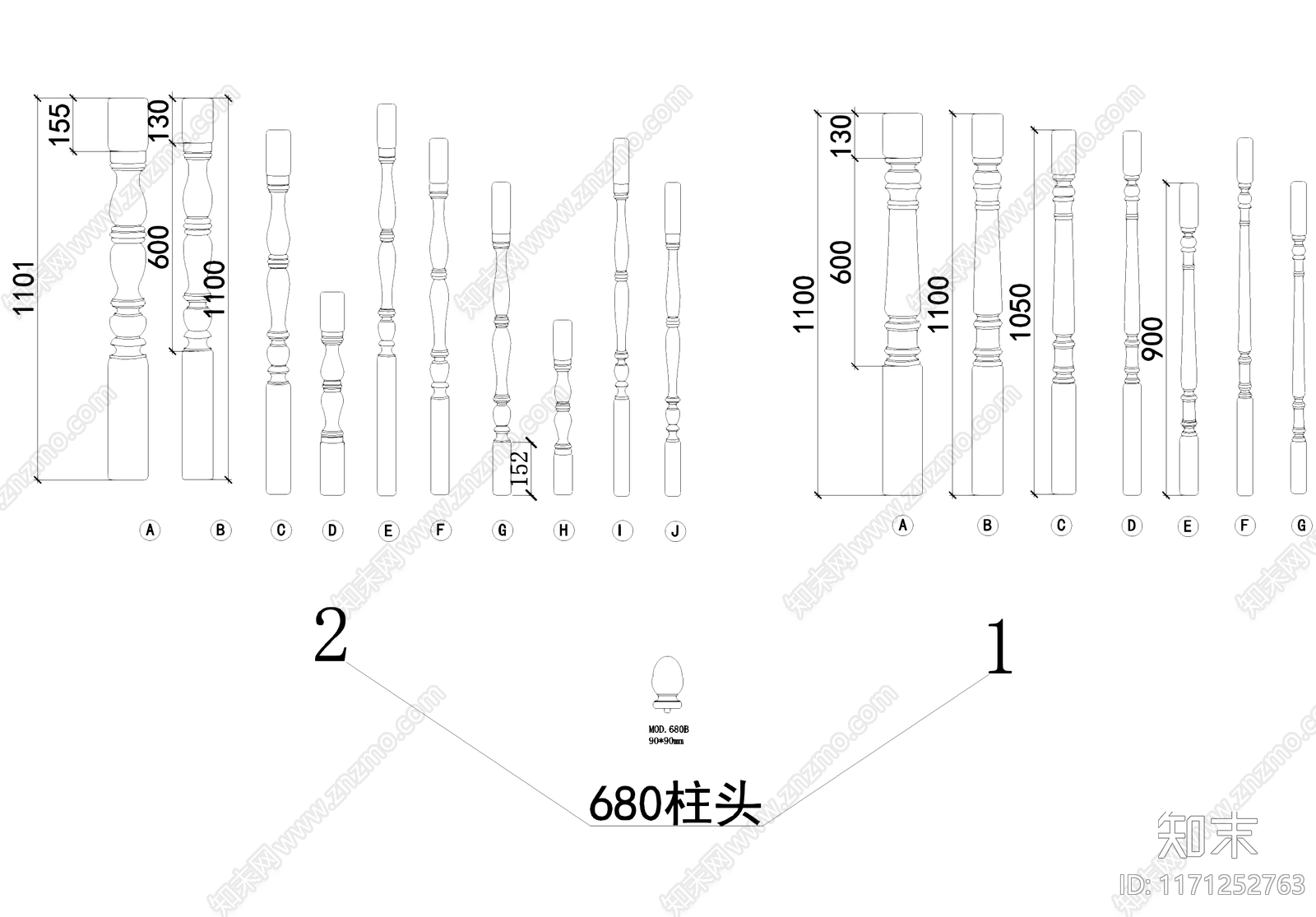 现代欧式栏杆施工图下载【ID:1171252763】