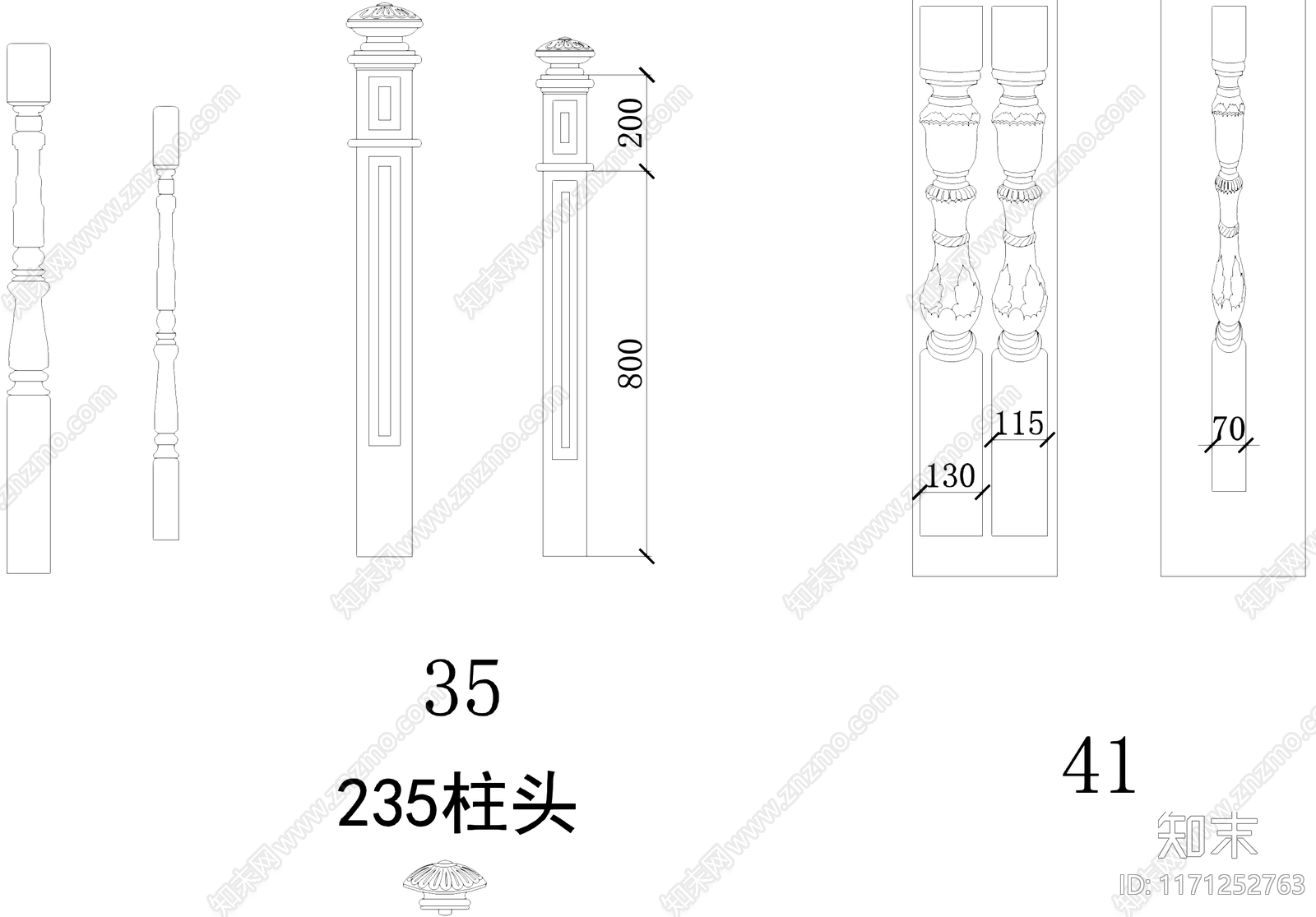 现代欧式栏杆施工图下载【ID:1171252763】