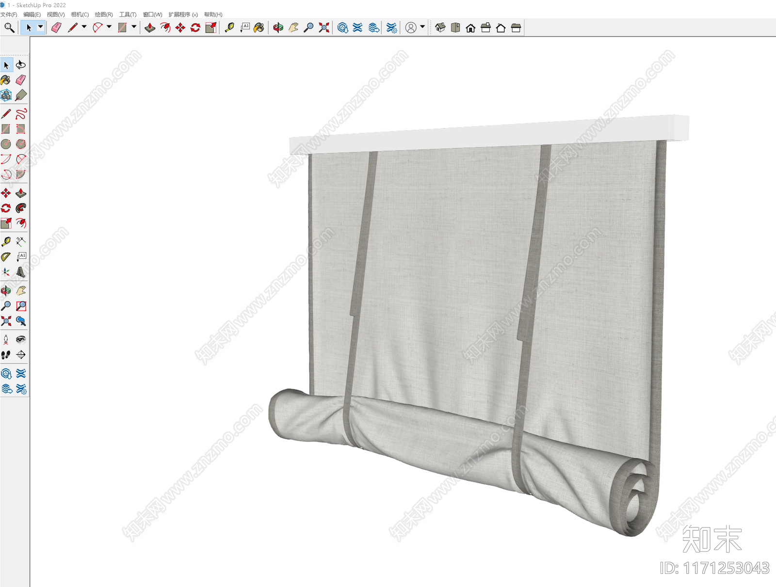 现代奶油窗帘SU模型下载【ID:1171253043】