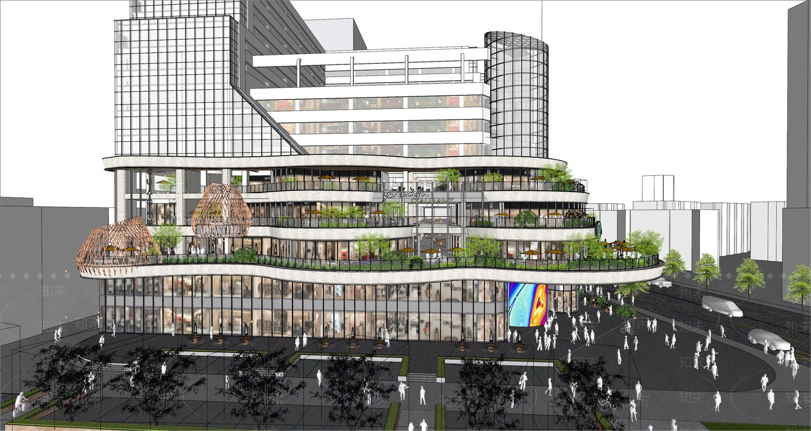 现代轻奢商场建筑SU模型下载【ID:1171256686】