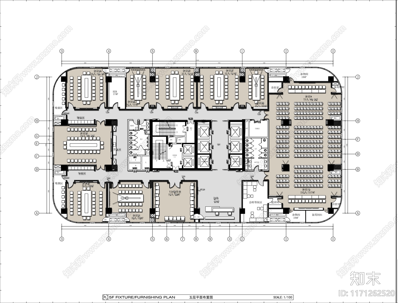 现代会议室施工图下载【ID:1171262520】