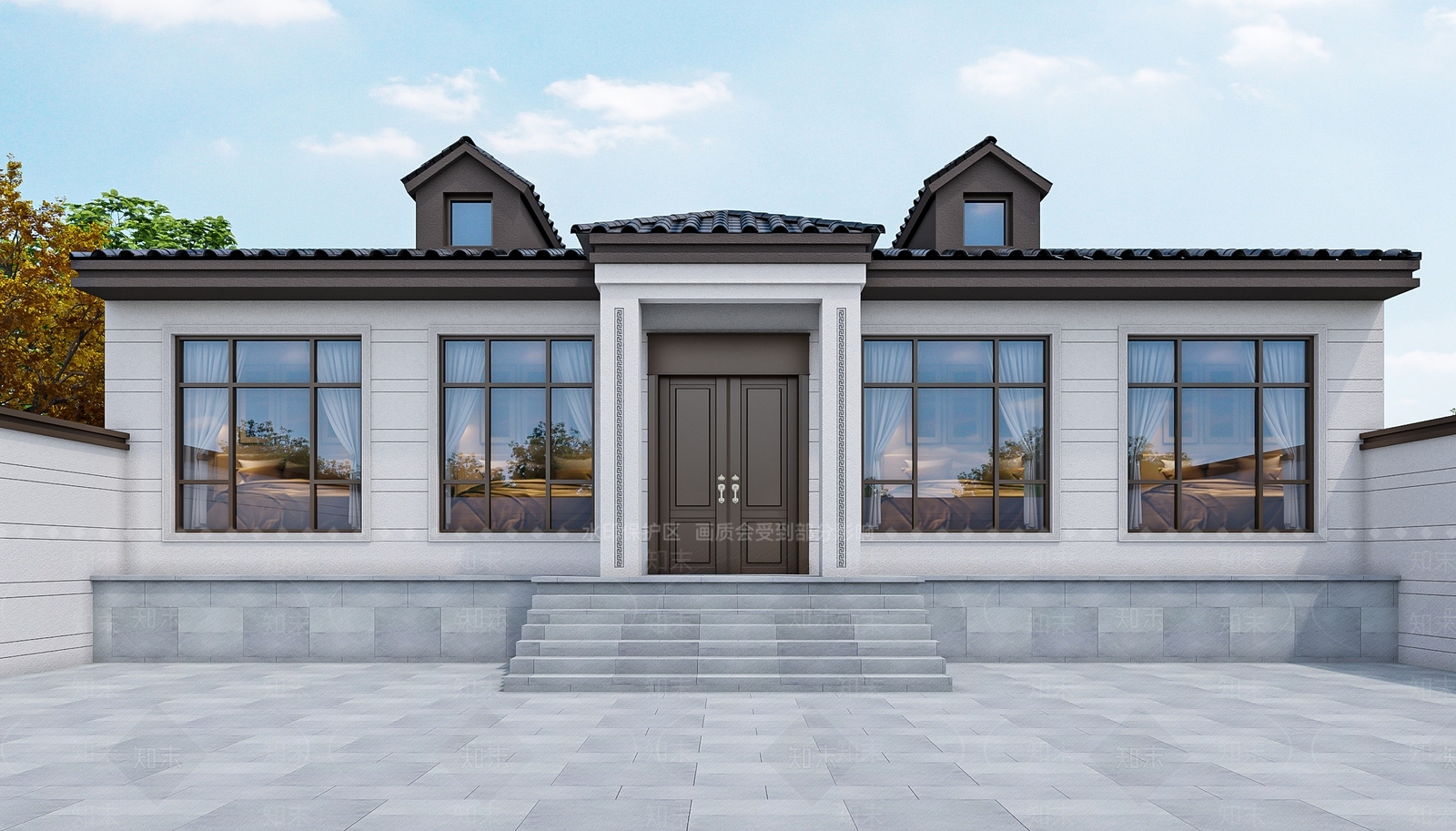 新中式现代别墅外观3D模型下载【ID:1171269312】
