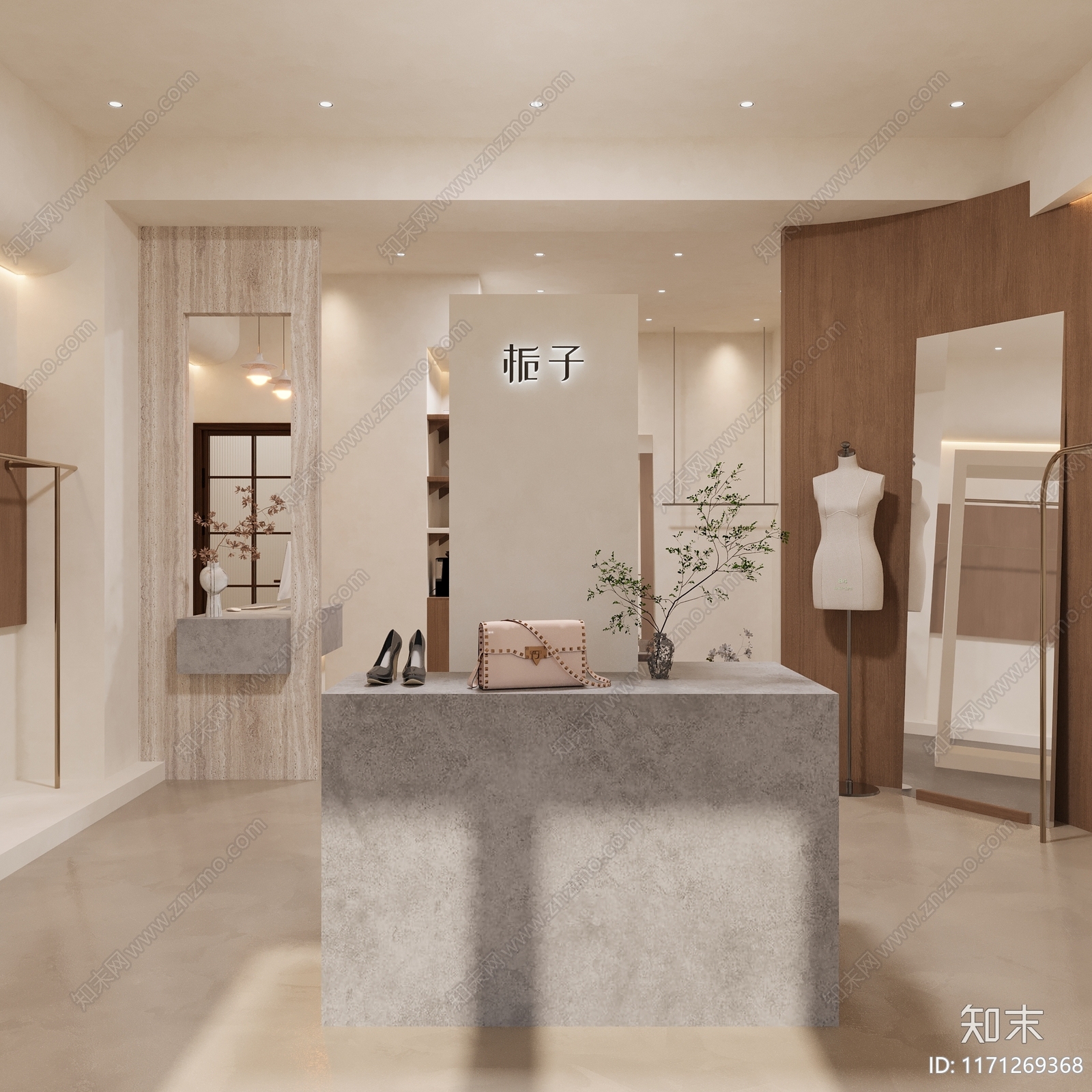 奶油侘寂服装店3D模型下载【ID:1171269368】