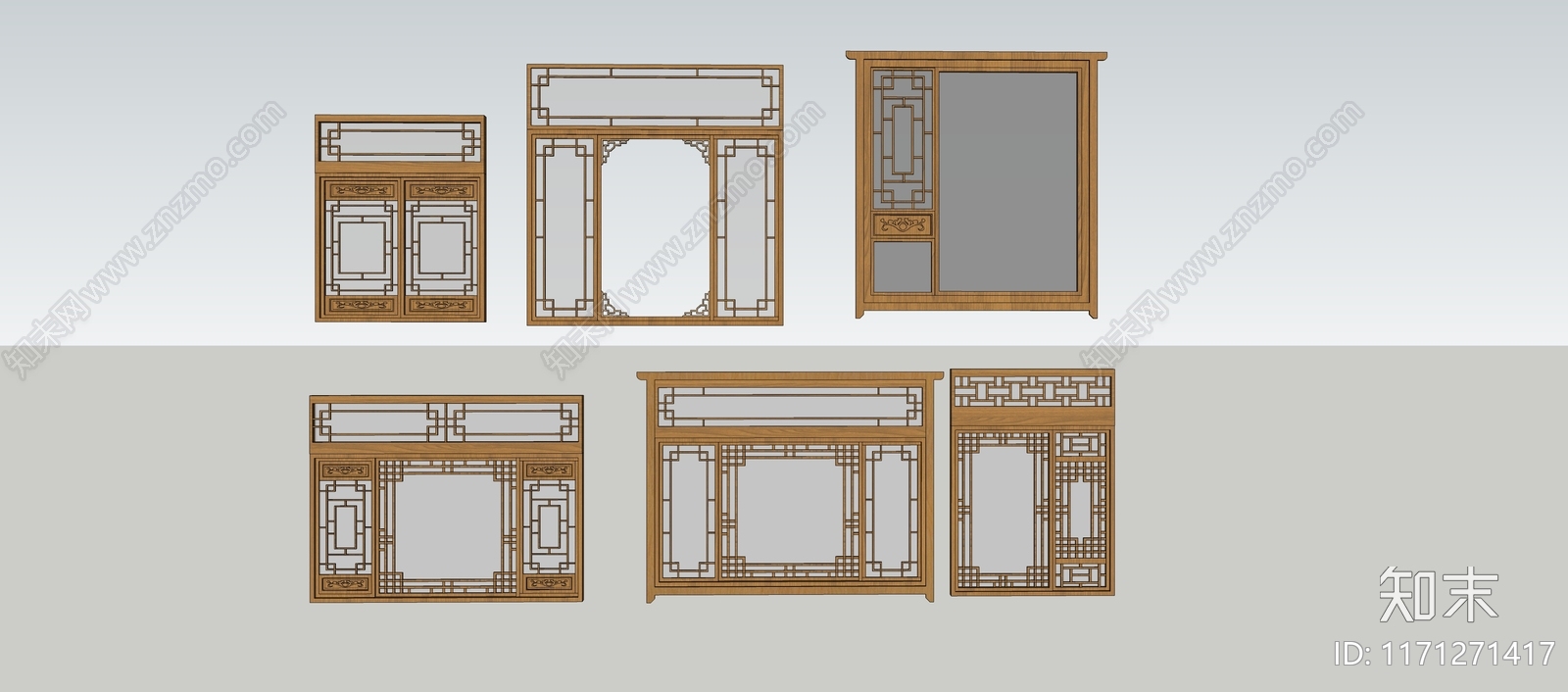 新中式中式窗户组合SU模型下载【ID:1171271417】