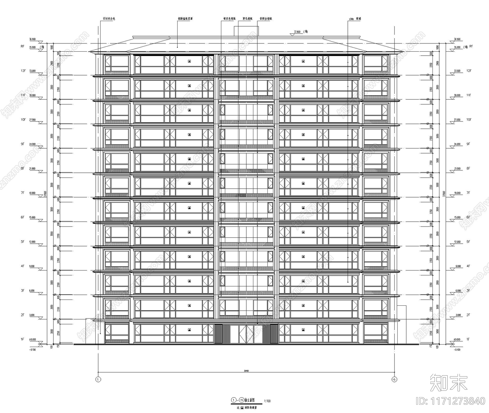 现代轻奢住宅楼建筑施工图下载【ID:1171273840】