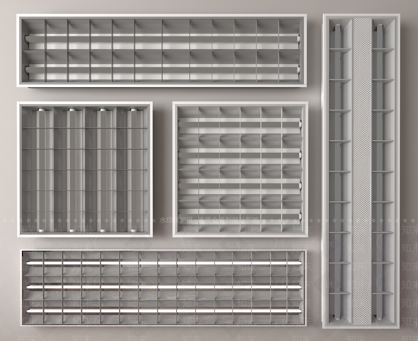 现代格栅灯SU模型下载【ID:1171278930】