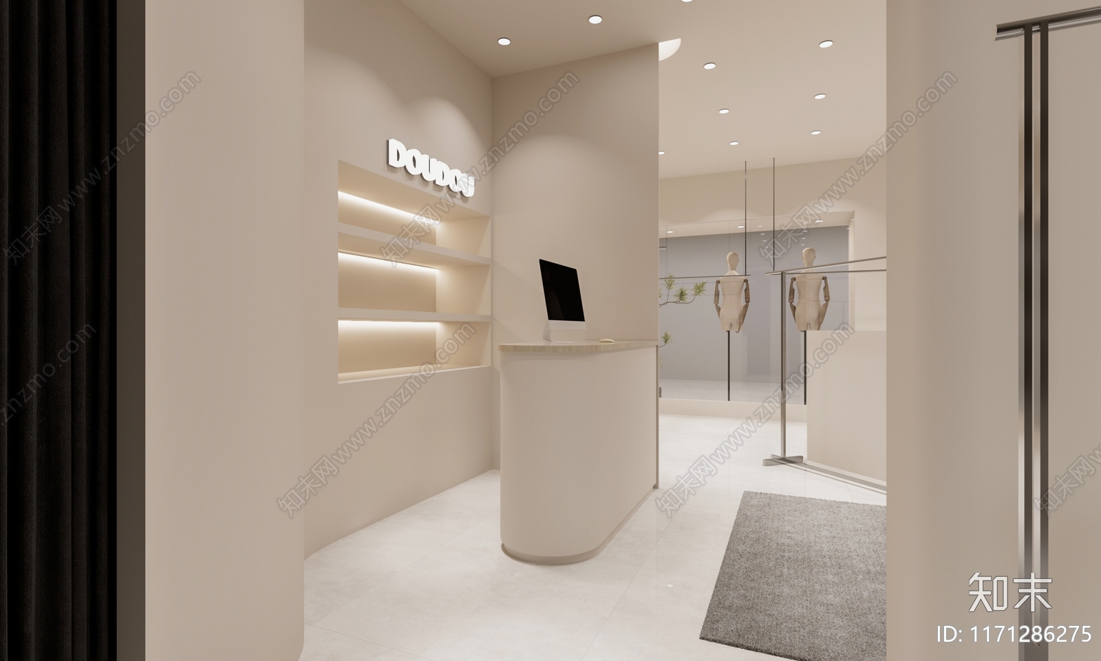 现代侘寂服装店3D模型下载【ID:1171286275】