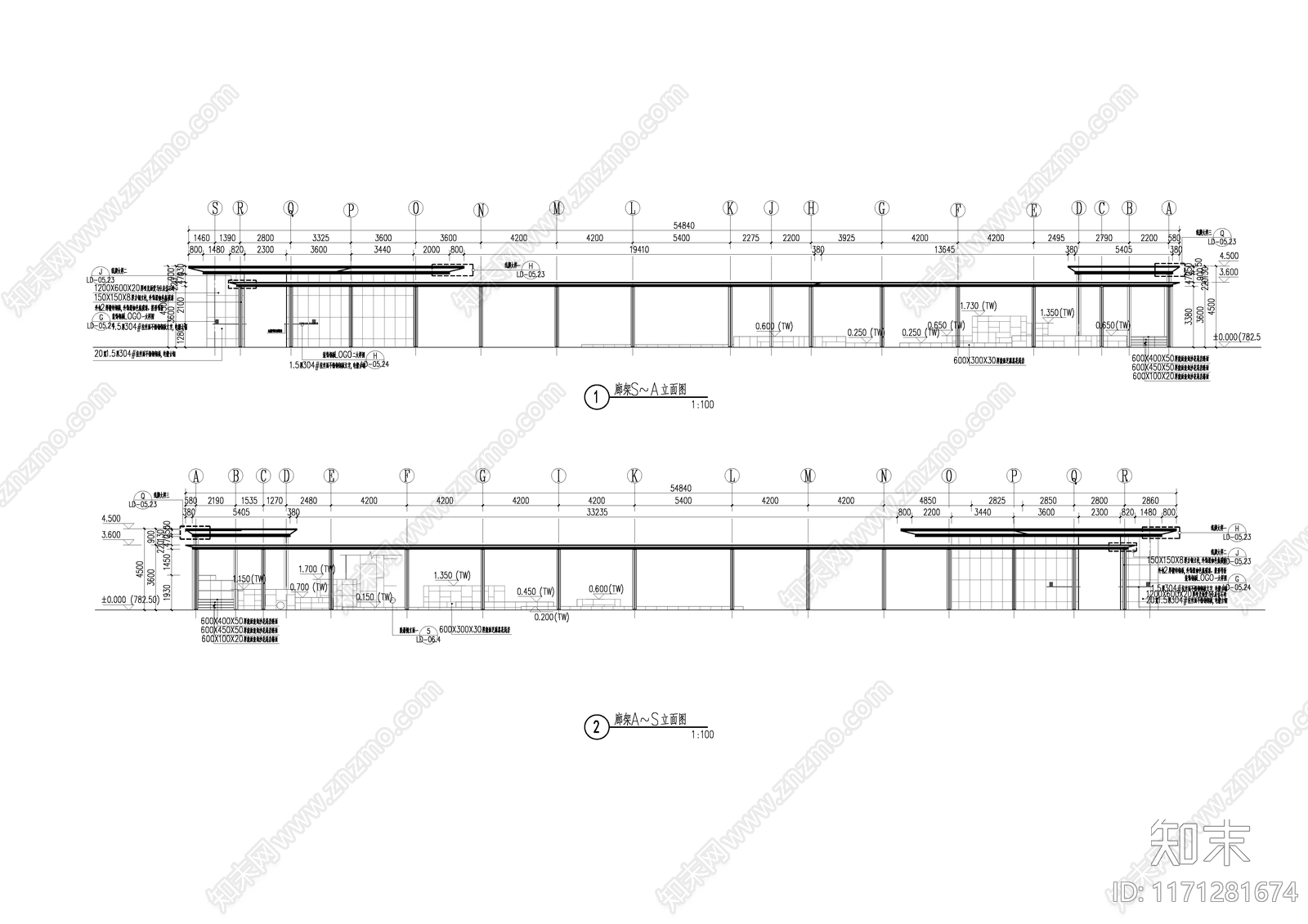 现代廊架施工图下载【ID:1171281674】