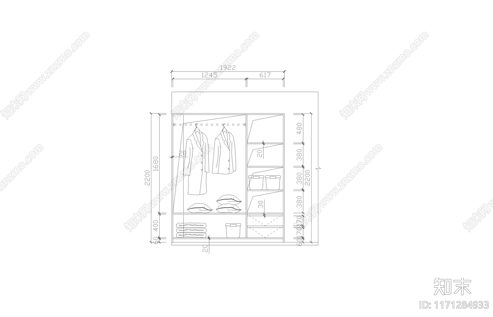 整体家装空间cad施工图下载【ID:1171284933】