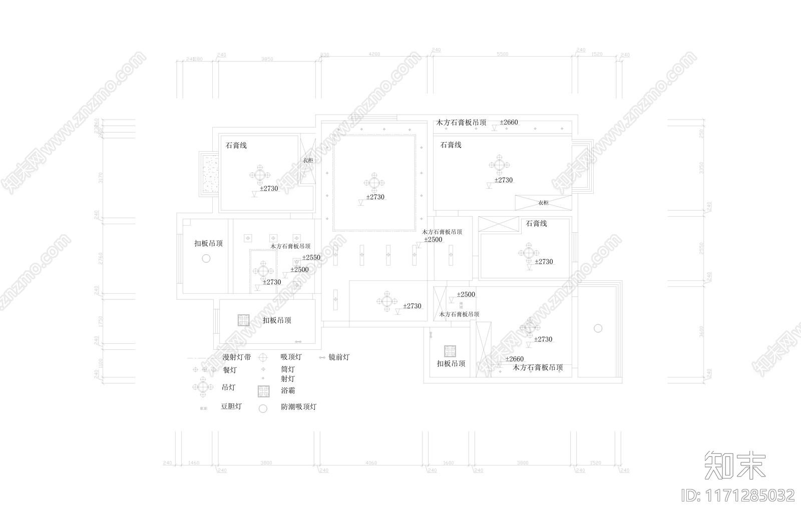 整体家装空间cad施工图下载【ID:1171285032】