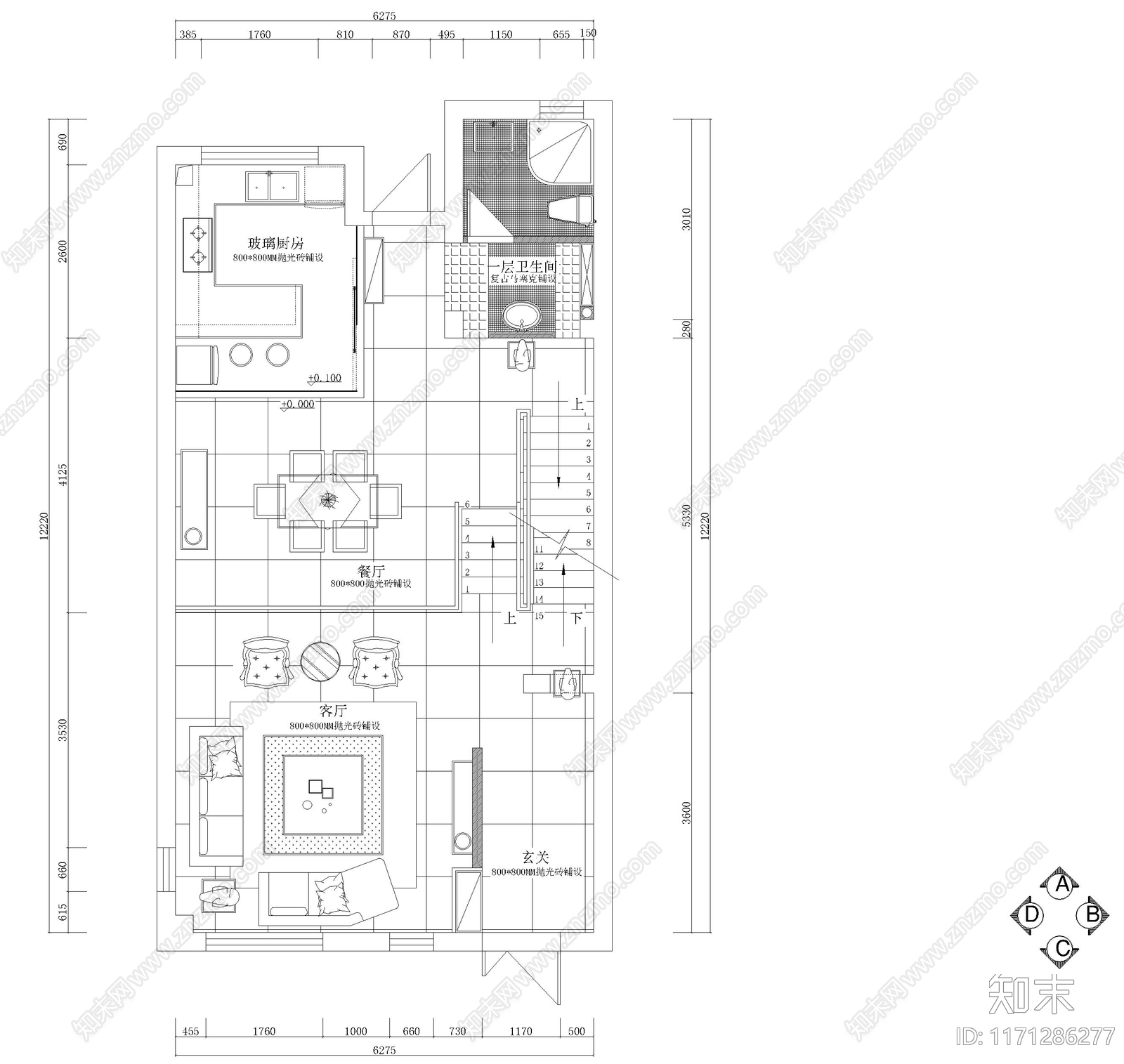 整体家装空间cad施工图下载【ID:1171286277】