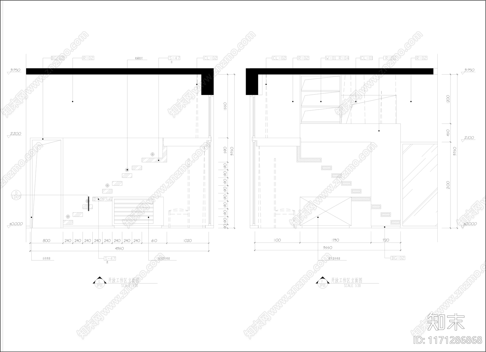 整体家装空间cad施工图下载【ID:1171286868】