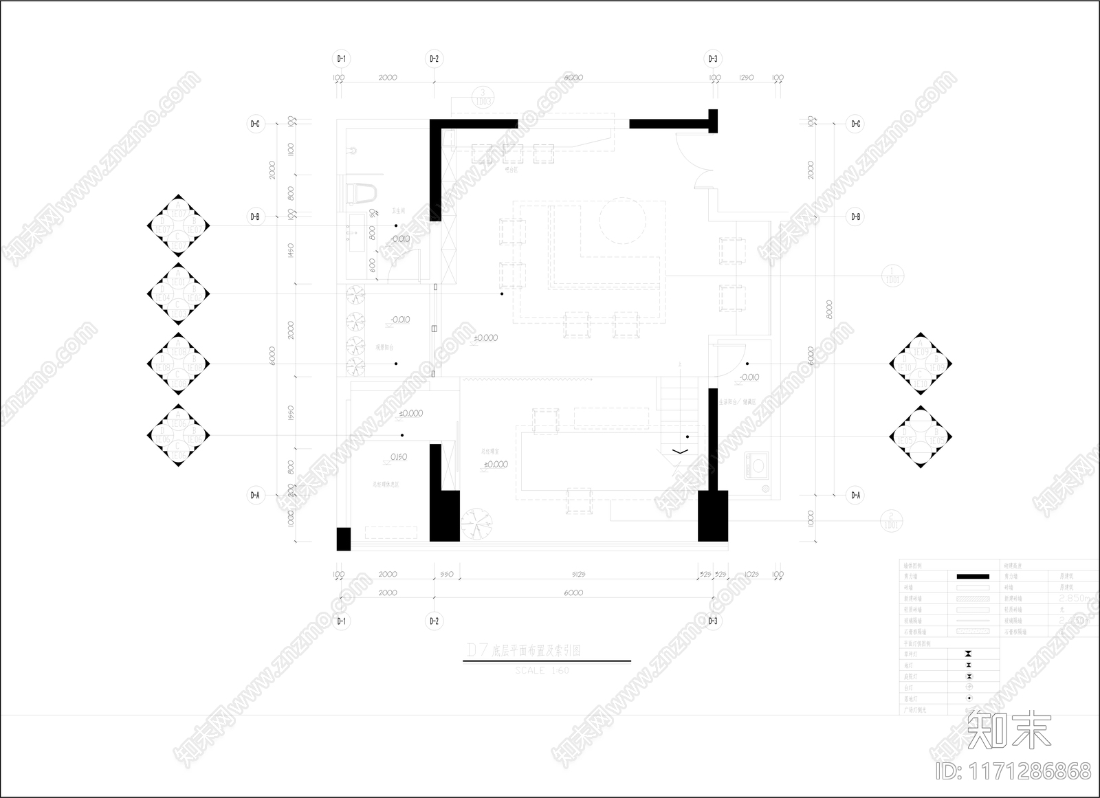 整体家装空间cad施工图下载【ID:1171286868】