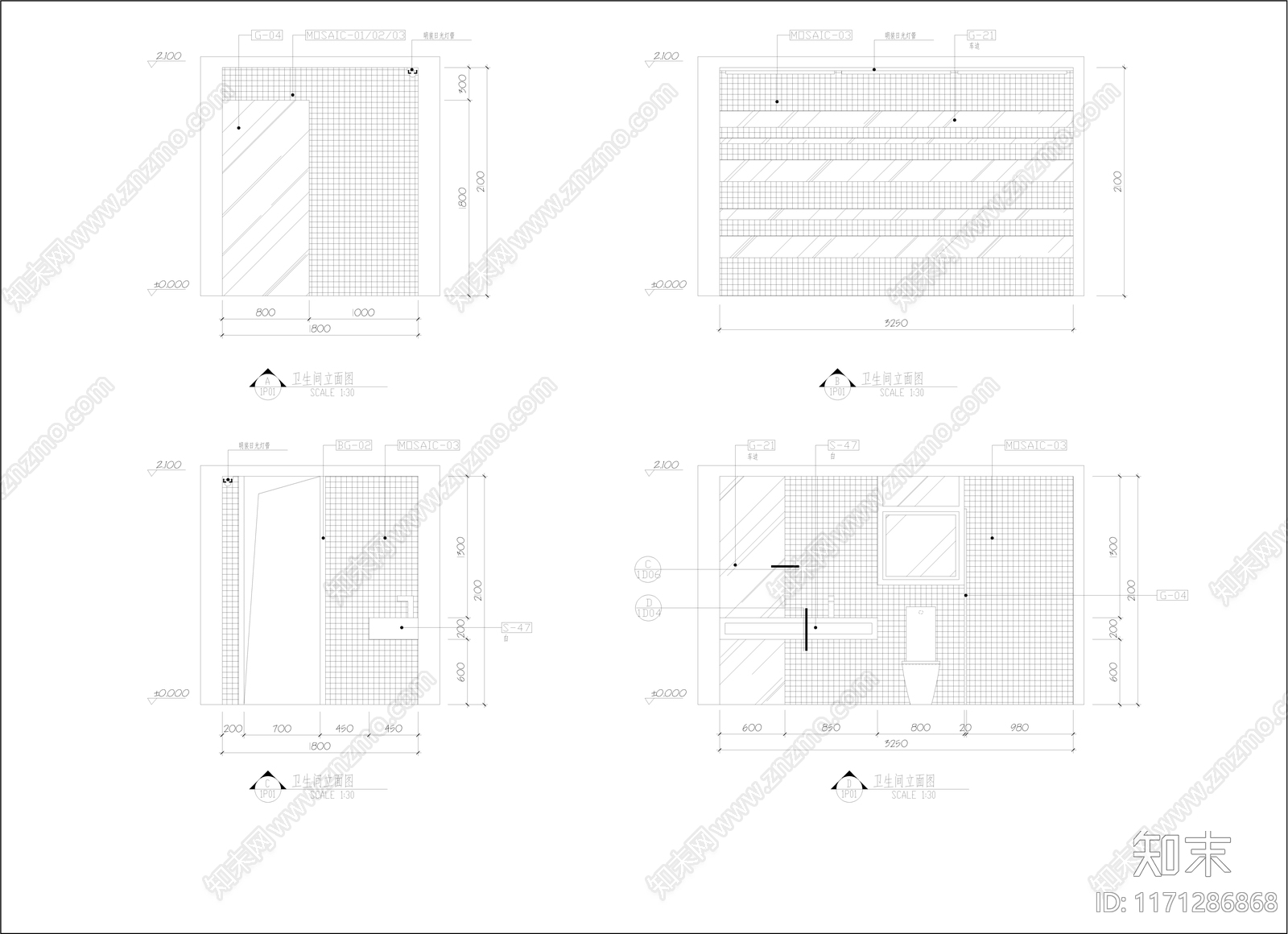 整体家装空间cad施工图下载【ID:1171286868】