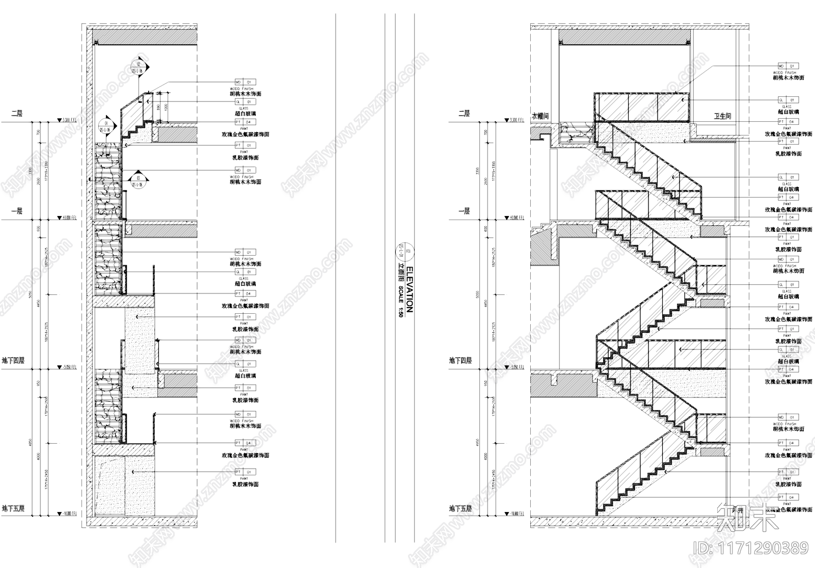 现代楼梯间施工图下载【ID:1171290389】