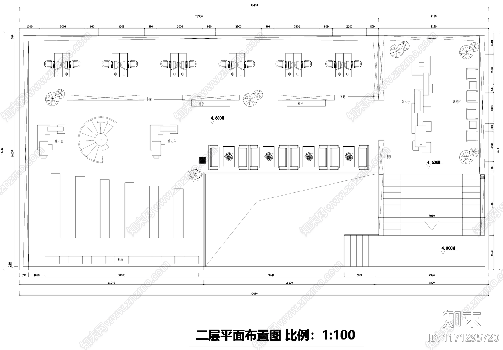 现代书店施工图下载【ID:1171295720】