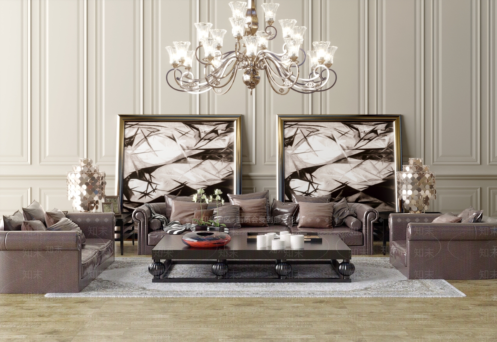 欧式美式沙发组合SU模型下载【ID:1171296728】