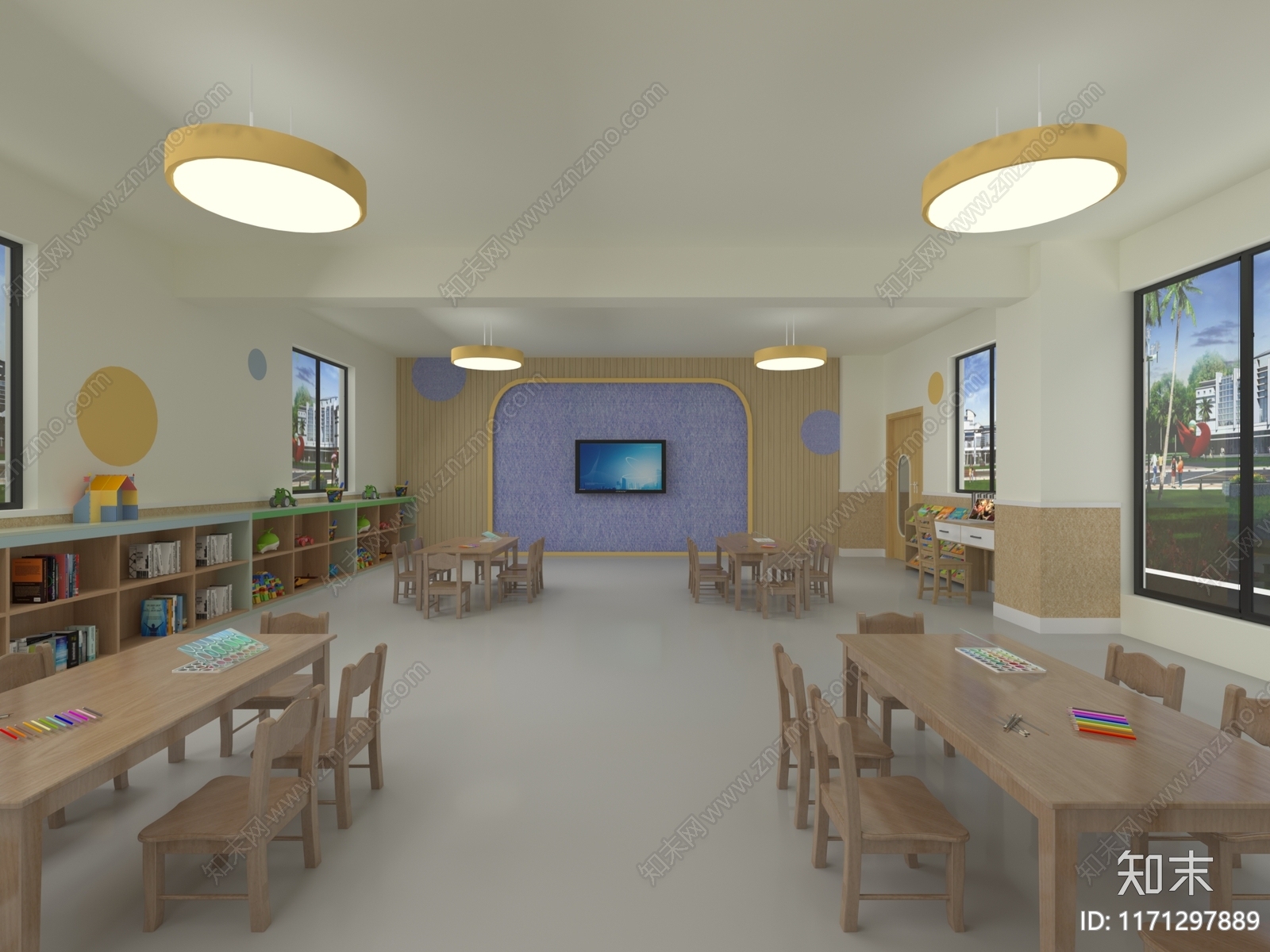 简约极简幼儿园3D模型下载【ID:1171297889】