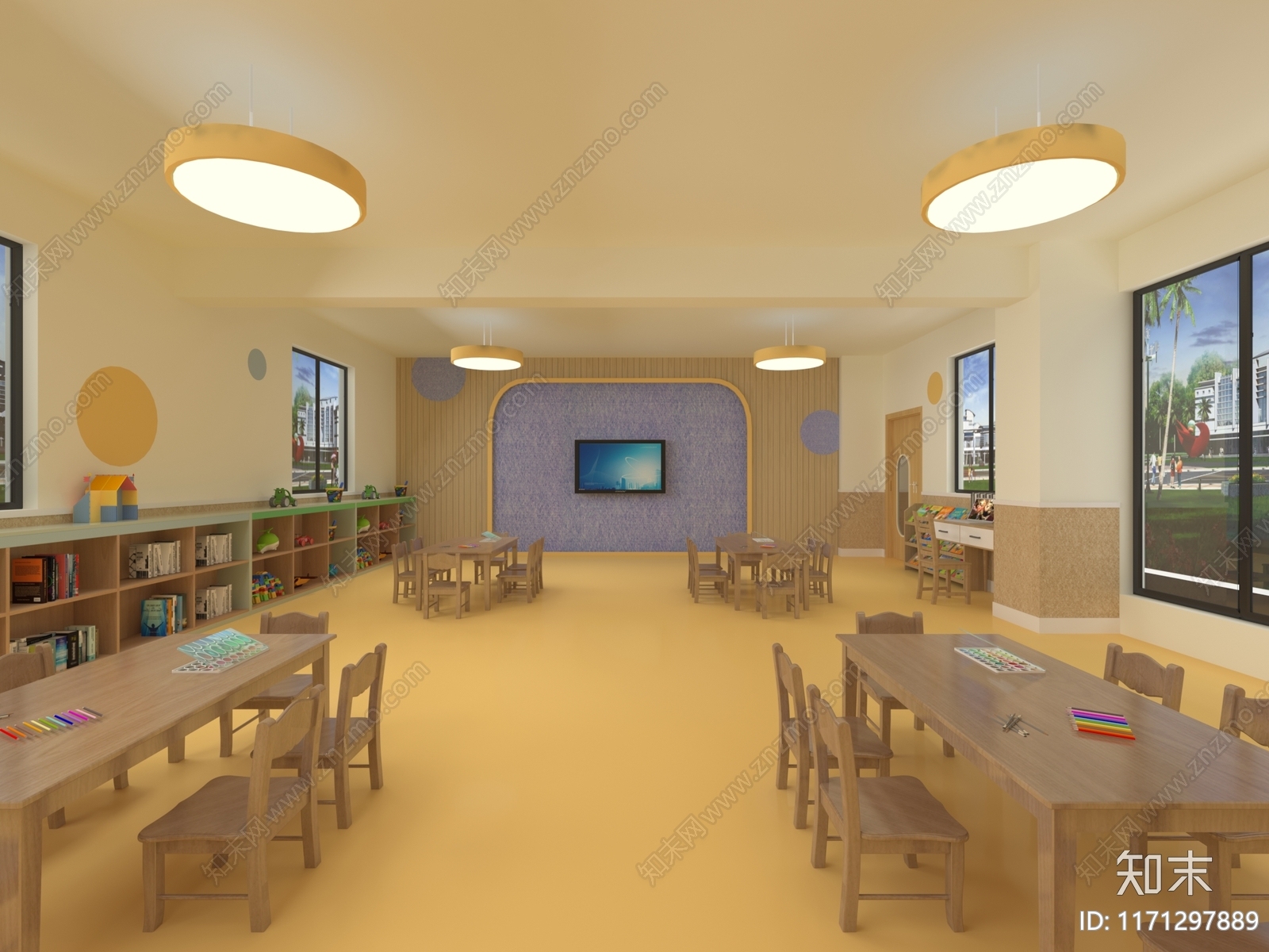 简约极简幼儿园3D模型下载【ID:1171297889】