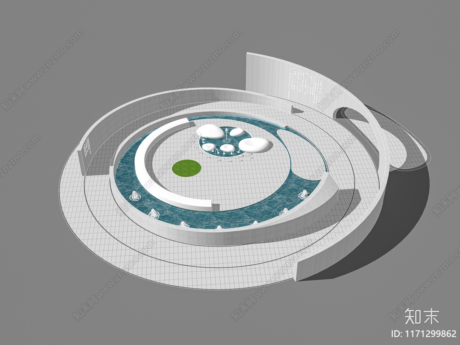 现代新中式水景SU模型下载【ID:1171299862】
