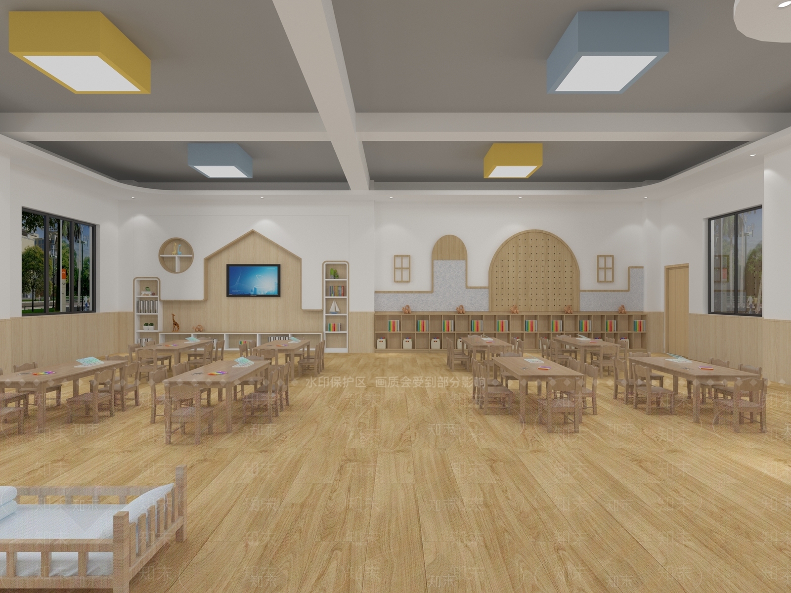 奶油欧式幼儿园3D模型下载【ID:1171303635】