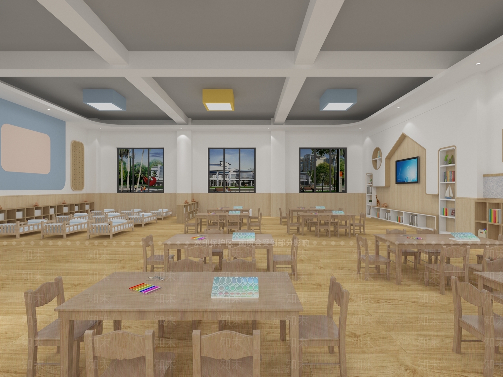 奶油欧式幼儿园3D模型下载【ID:1171303635】
