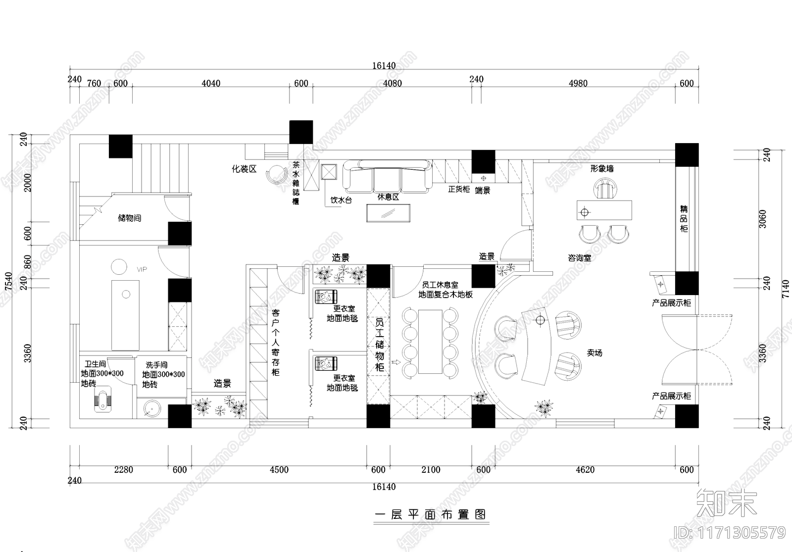 现代洗浴中心施工图下载【ID:1171305579】