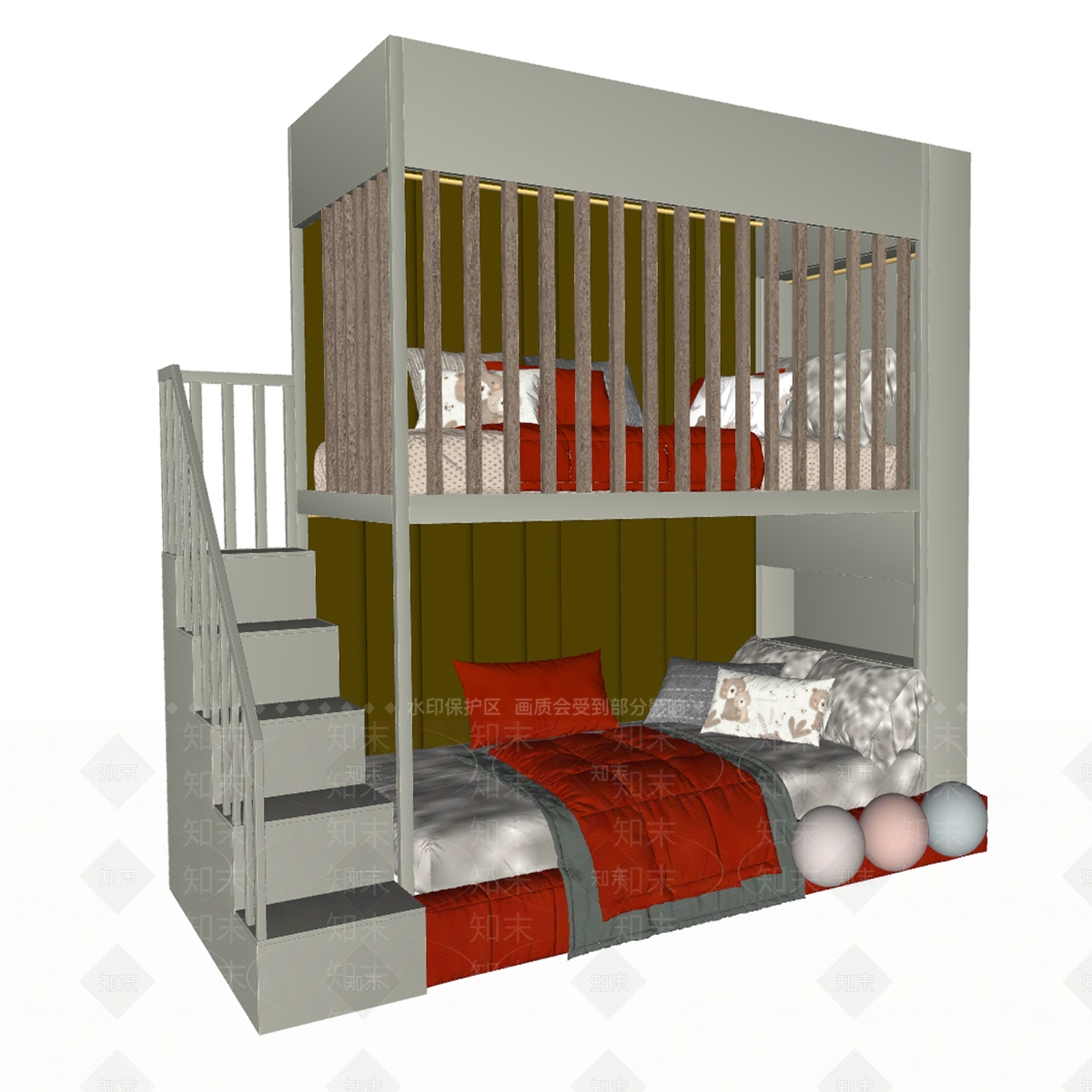 现代上下床SU模型下载【ID:1171309320】
