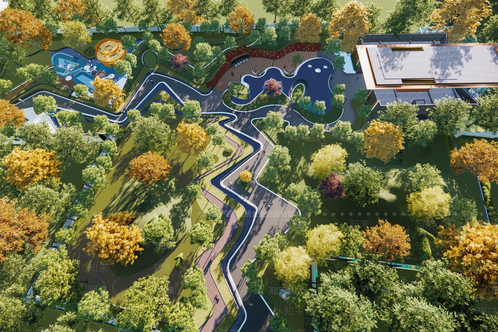 现代景观公园SU模型下载【ID:1171314846】
