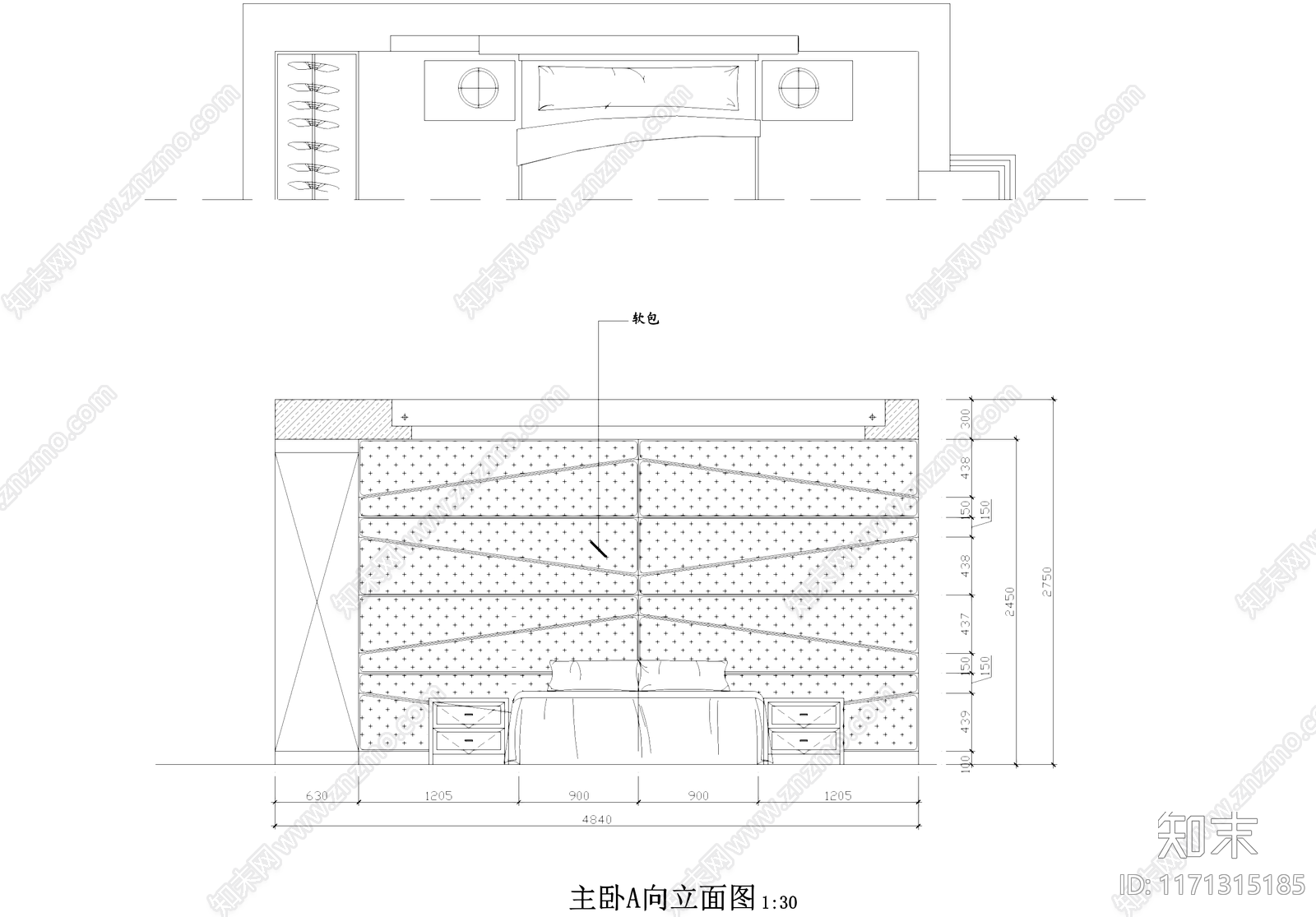 现代慧景城两室一厅两卫平层室内家装cad施工图下载【ID:1171315185】