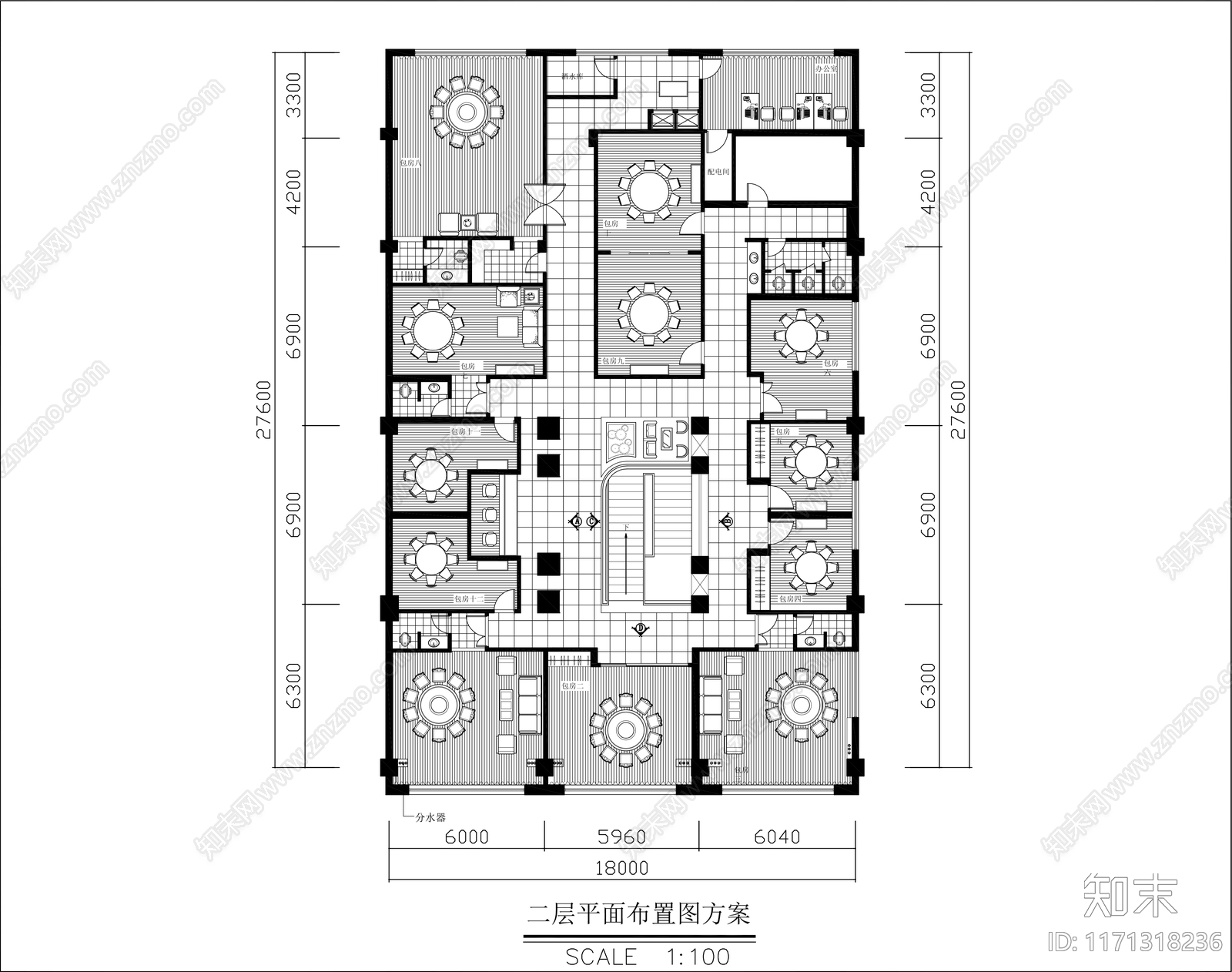 中式火锅店施工图下载【ID:1171318236】