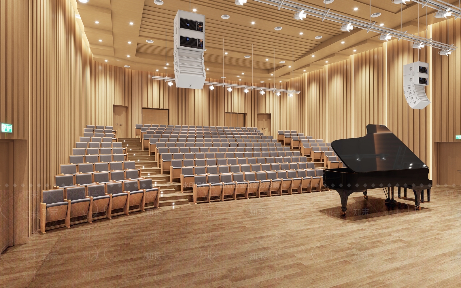 现代原木教室3D模型下载【ID:1171321848】
