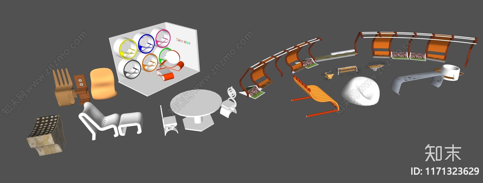 现代轻奢景观座椅SU模型下载【ID:1171323629】