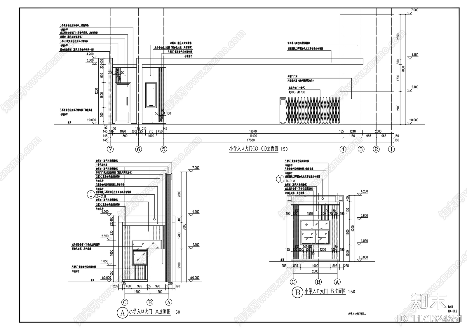 现代学校建筑cad施工图下载【ID:1171324651】
