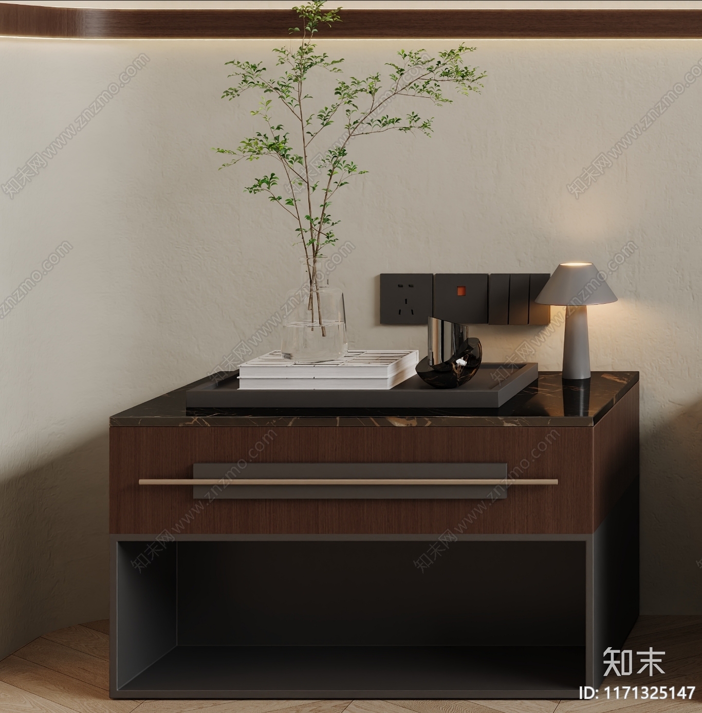 现代简约床头柜3D模型下载【ID:1171325147】