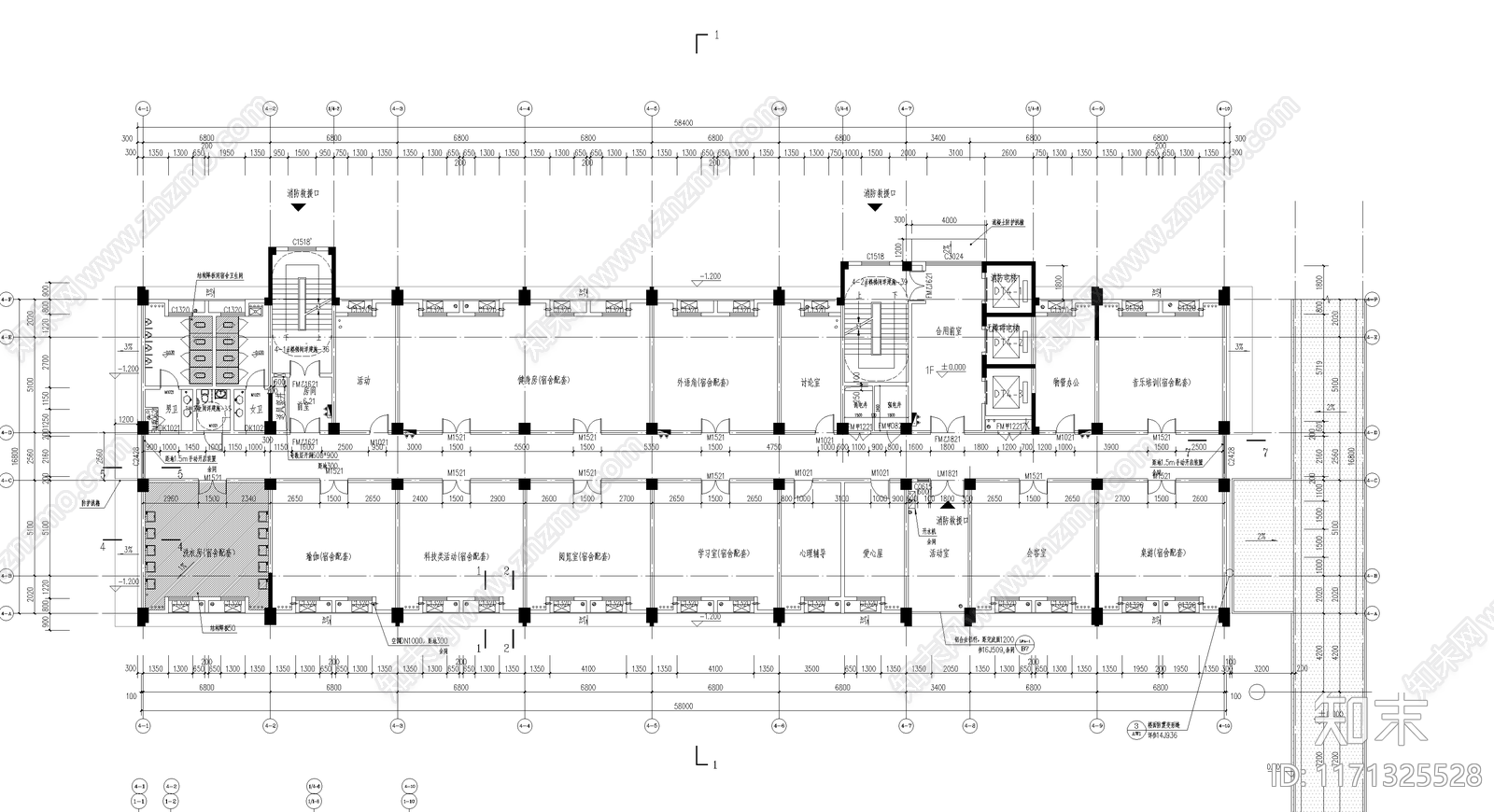 现代学校建筑cad施工图下载【ID:1171325528】