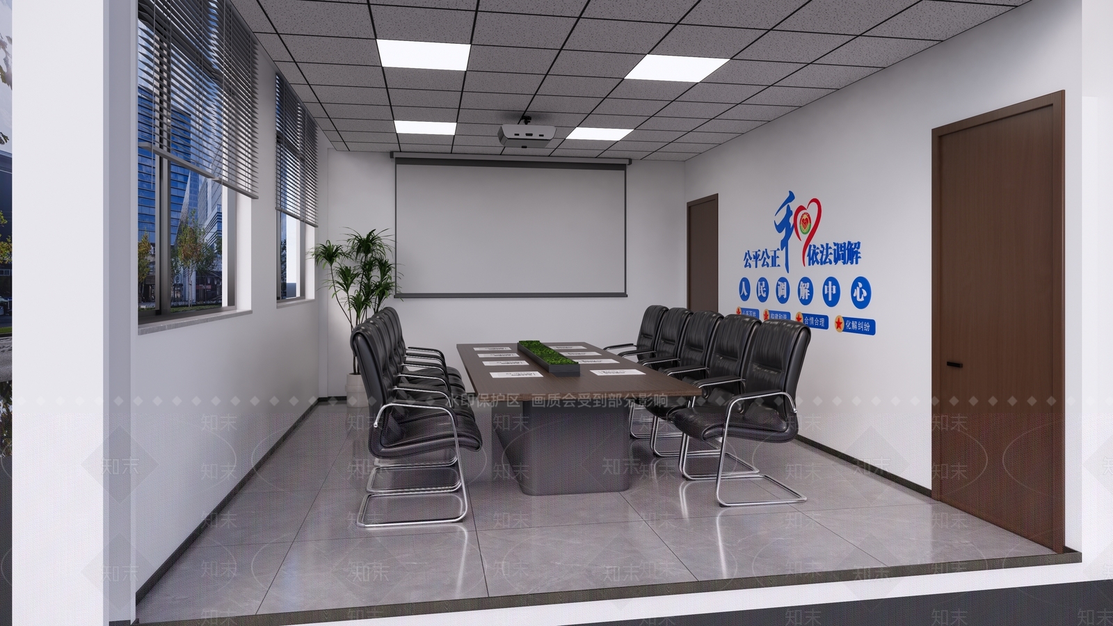 现代新中式办事大厅SU模型下载【ID:1171338053】